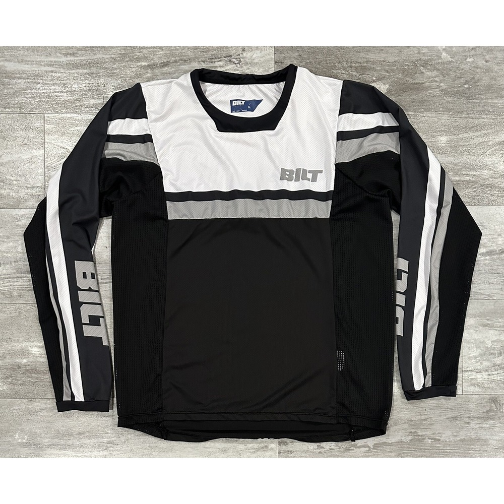 BILT Lux Stadium Jersey White Black Gray Mens Size Medium Stretch Great Cond